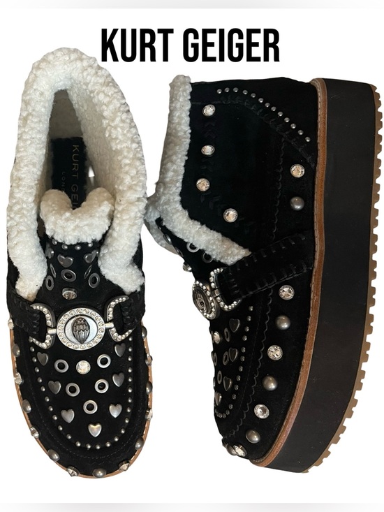 Kurt Geiger Shoes - Kurt Geiger Mansion Cozy Studded Suede Platform Boots Black 41/10 NWOB